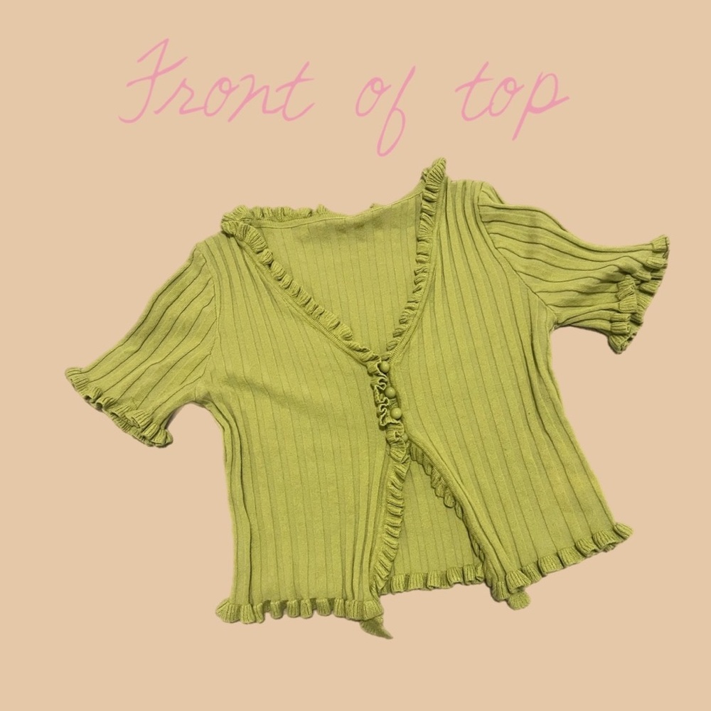 Green Knit Cardigan crop top